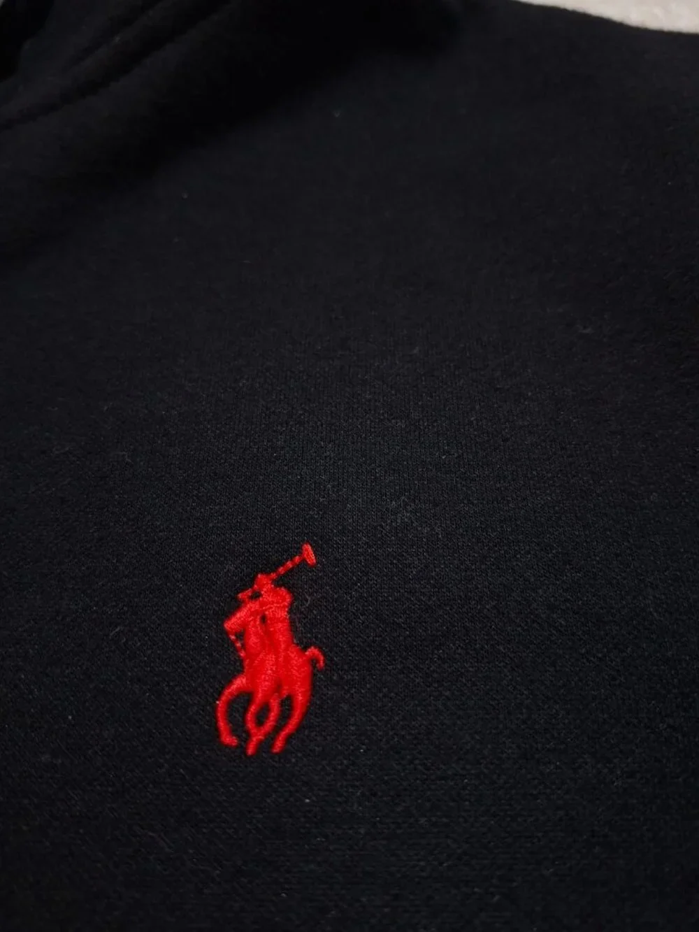 Polo Ralph Lauren Black Full Zip Hoodie Red Pony Logo Size L